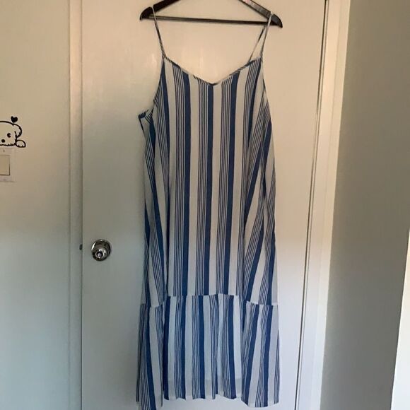 🆕JCrew Sleeveless V-neck midi dress blue 2X  - Picture 5 of 7